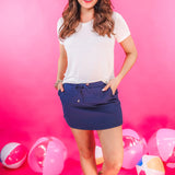 Solid Navy Skort