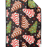 Crae Debs microfiber hand towel, 17x27 in, black with festive Christmas Debbie treats and sprinkles.