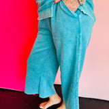 Lt. Teal Acid Wash Fleece Sweatpants