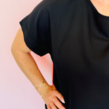 Black Boat Neck Top