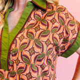 Terra Cotta Abstract Ruffle Mini Dress