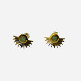 Bara Boheme elegant deco green opal stud earrings, waterproof 14K gold filled.