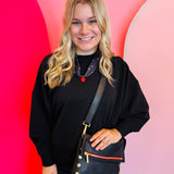 Hammitt VIP Medium Black With Red Zipper Handbag
