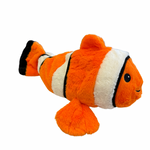 Orange and white Clown Fish Warmies® plush, microwavable, lavender-scented, and weighted for comfort, safe for all ages.