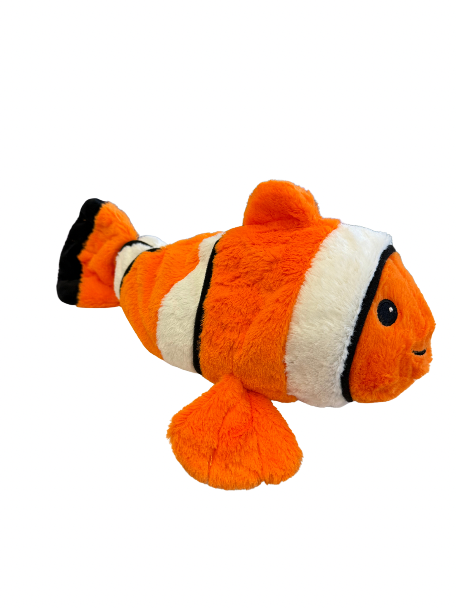 Orange and white Clown Fish Warmies® plush, microwavable, lavender-scented, and weighted for comfort, safe for all ages.