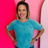 Light Teal French Terry Raglan Pullover