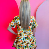 Caramel Floral Print Dress