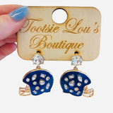 Blue Football Helmet Earrings