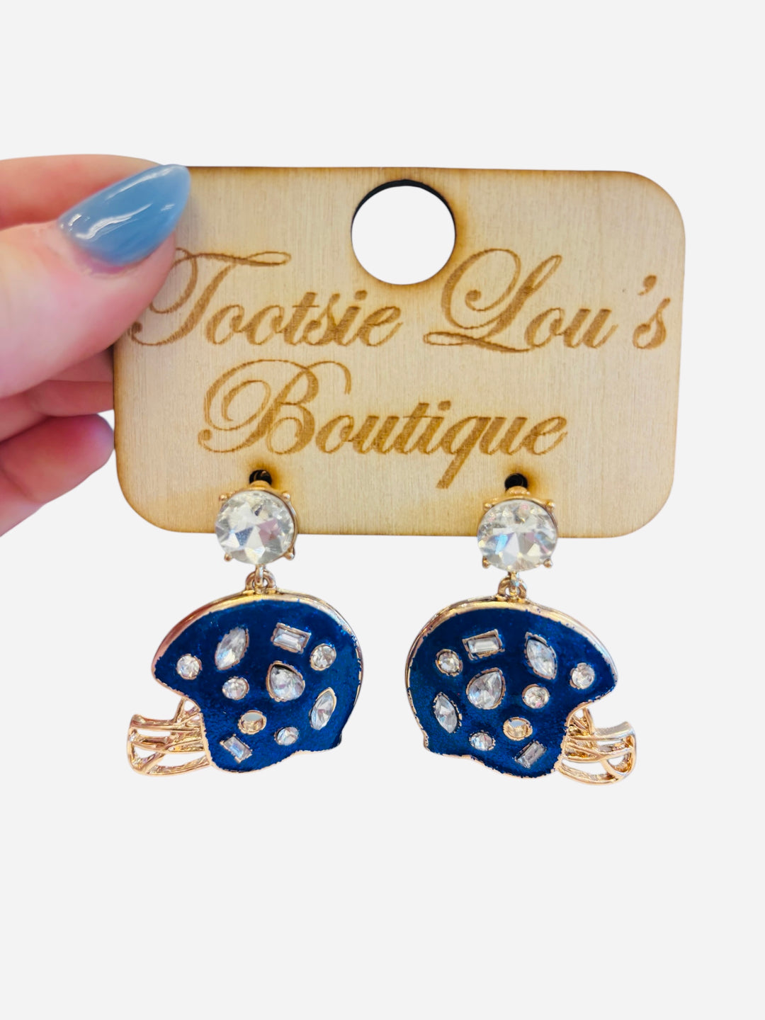 Blue Football Helmet Earrings