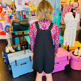 Black After Dark Overall Shorts