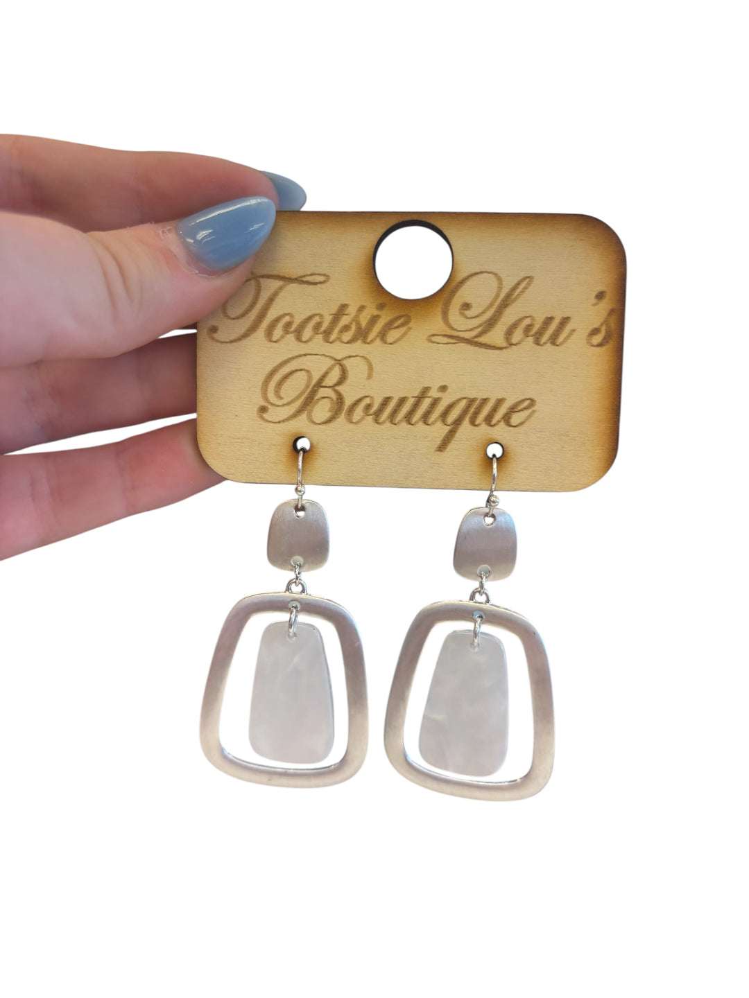 Silver & White Dangle Earrings