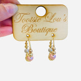 Pink & Blue Beaded Hoop Earrings