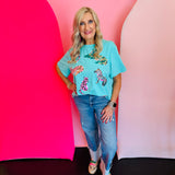 Roar Sequin Mint Tee