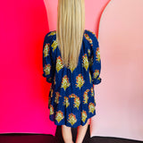 Navy Floral Detailed Dress