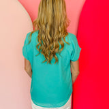 Whitney Turquoise Woven Blouse