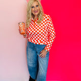 Orange & White Checkered Pep Rally Pullover
