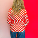 Orange & White Checkered Pep Rally Pullover