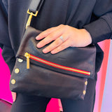 Hammitt VIP Medium Black With Red Zipper Handbag