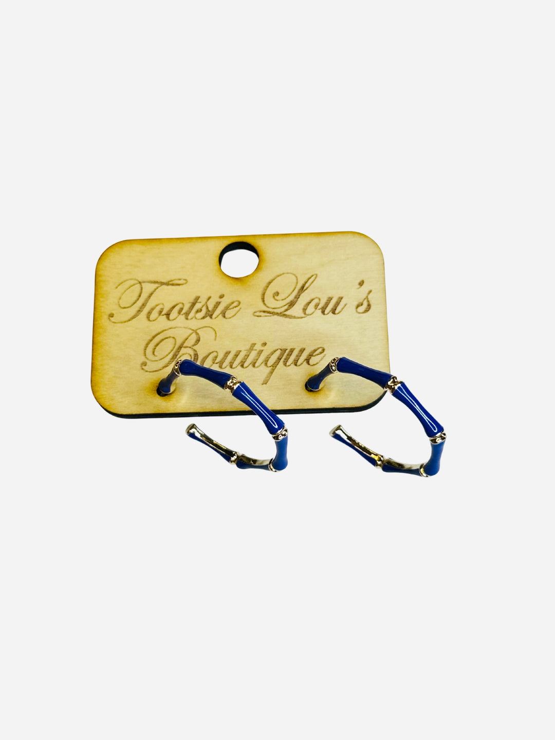 Blue Enamel Hoop Earrings
