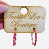 Hot Pink Studded Hoop Earrings