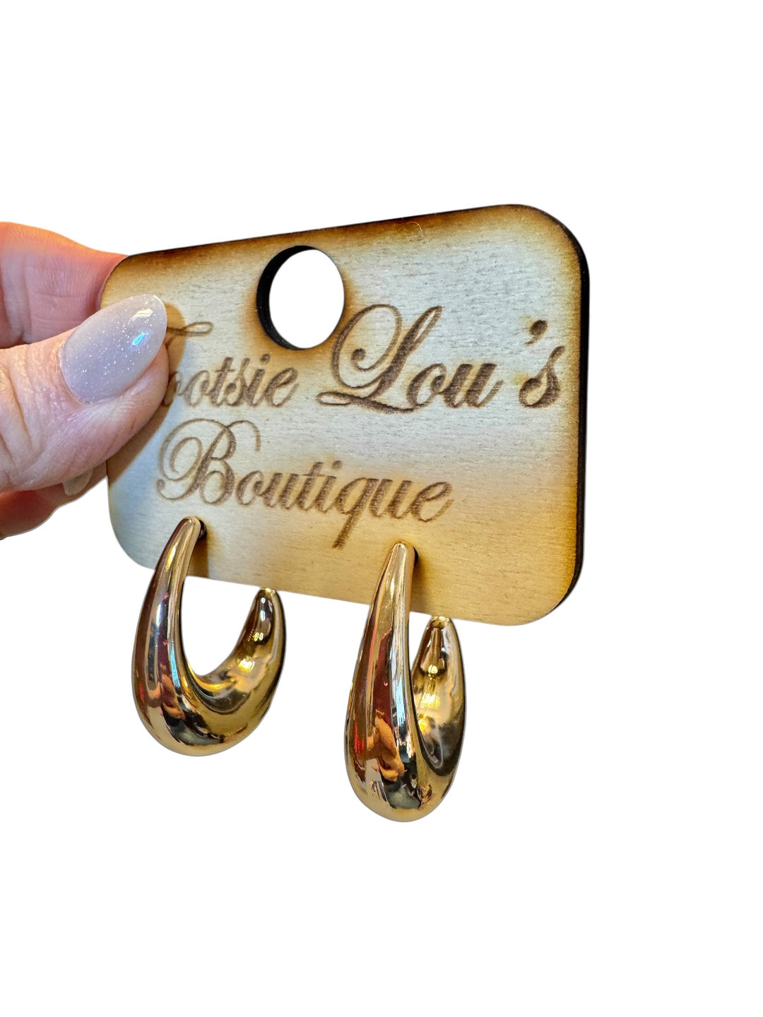 Gold Chunky Teardrop Earrings (Water Resistant)