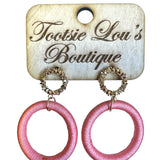 Light Pink Threaded Hoop Earrings