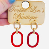 Red & Gold Oblong Earrings