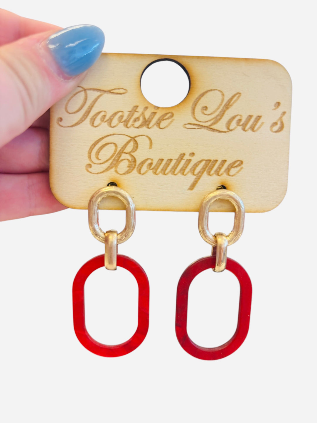 Red & Gold Oblong Earrings