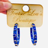 Royal Blue Rhinestone Hoop Earrings