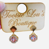 Clover Pink Crystal Earrings