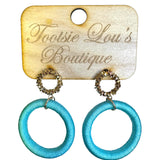 Teal Threaded Hoop Earrings