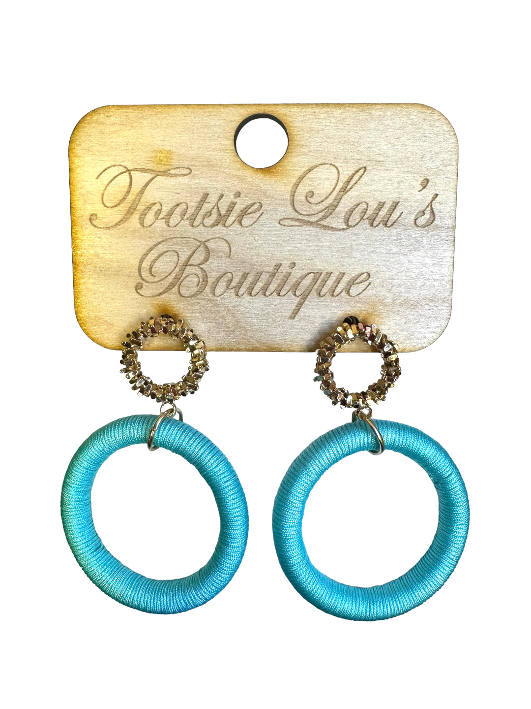 Teal Threaded Hoop Earrings