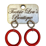 Red Threaded Hoop Earrings