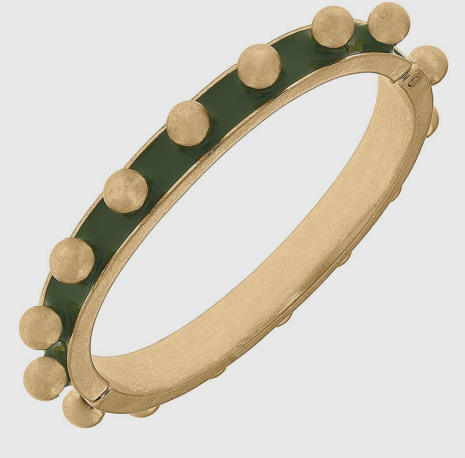 Jenna Chunky Studded Bangle - Green