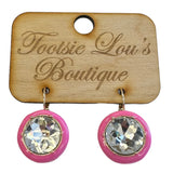 Pink Round Rhinestone Earrings
