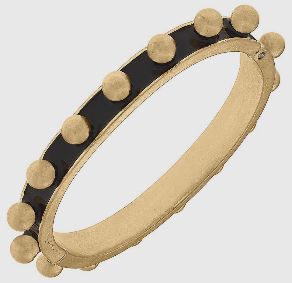 Jenna Chunky Studded Bangle - Black