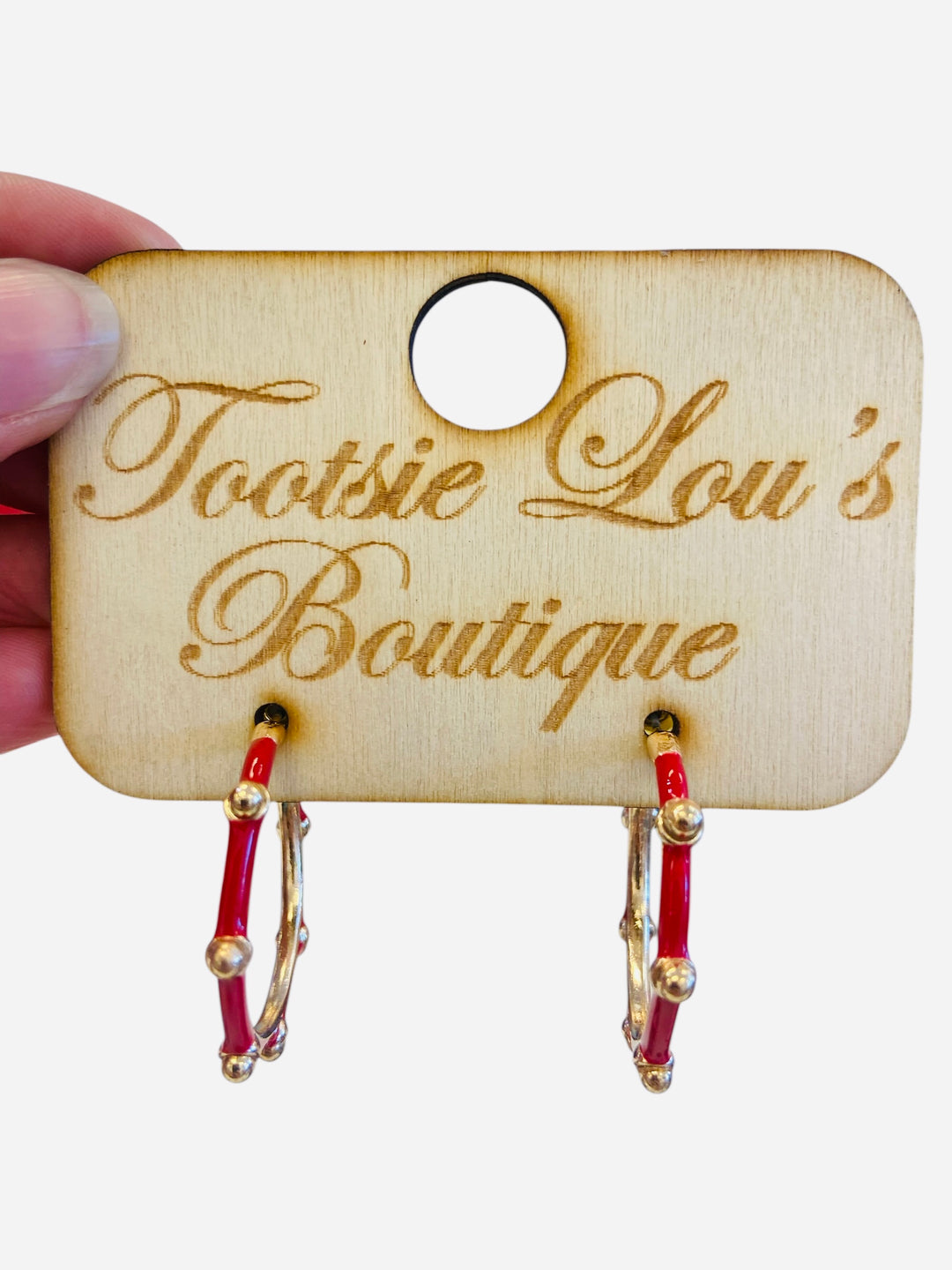 Red Studded Hoop Earrings