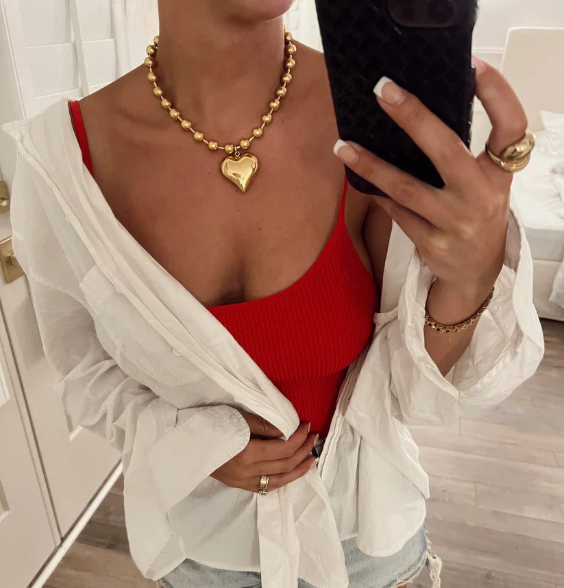 Gold Chunky Heart Necklace