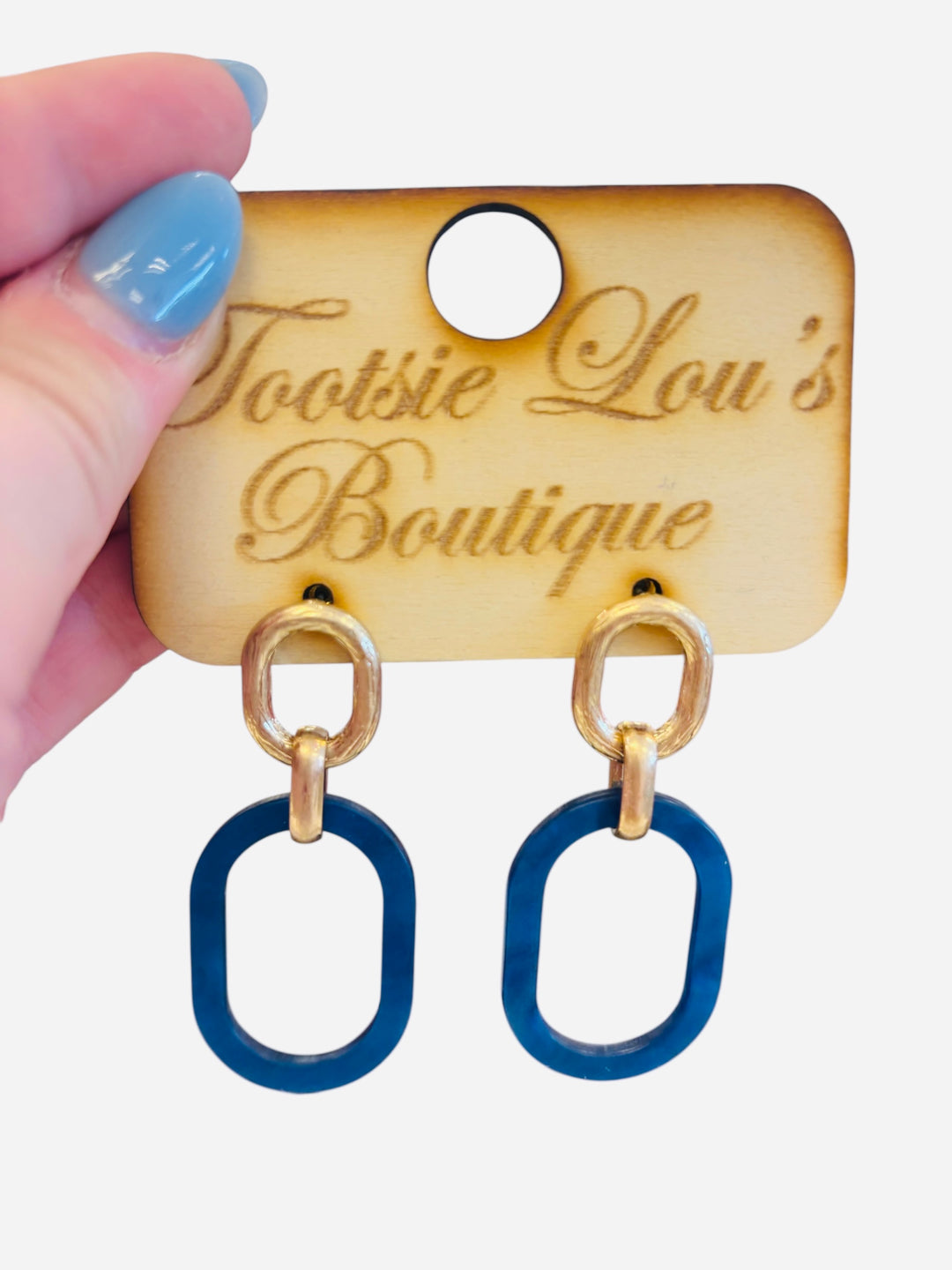 Blue & Gold Oblong Earrings