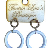 White Threaded Hoop Earrings