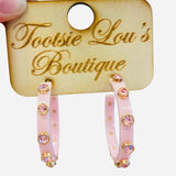 Pink Rhinestone Hoop Earrings