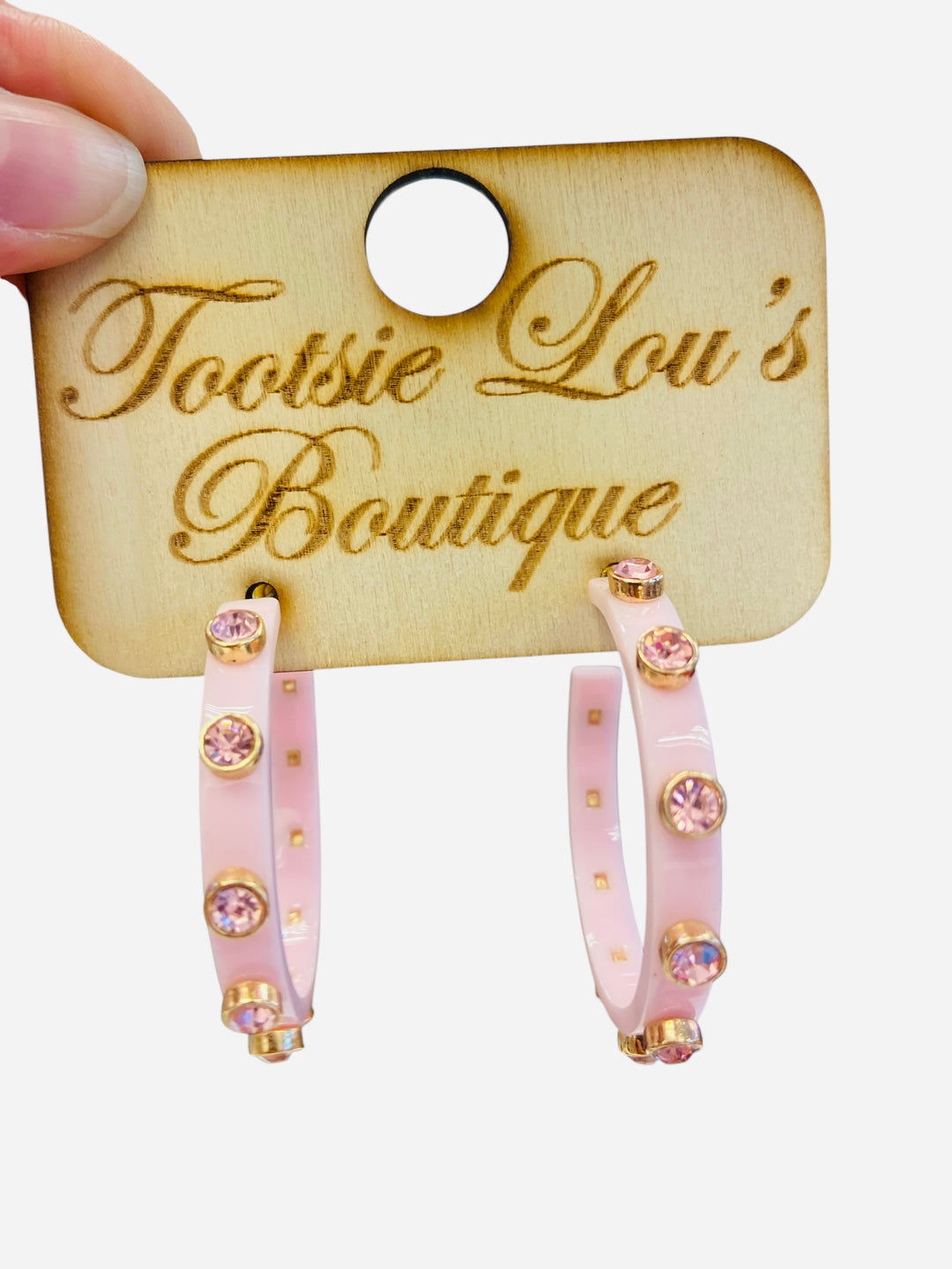 Pink Rhinestone Hoop Earrings