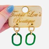 Green & Gold Oblong Earrings
