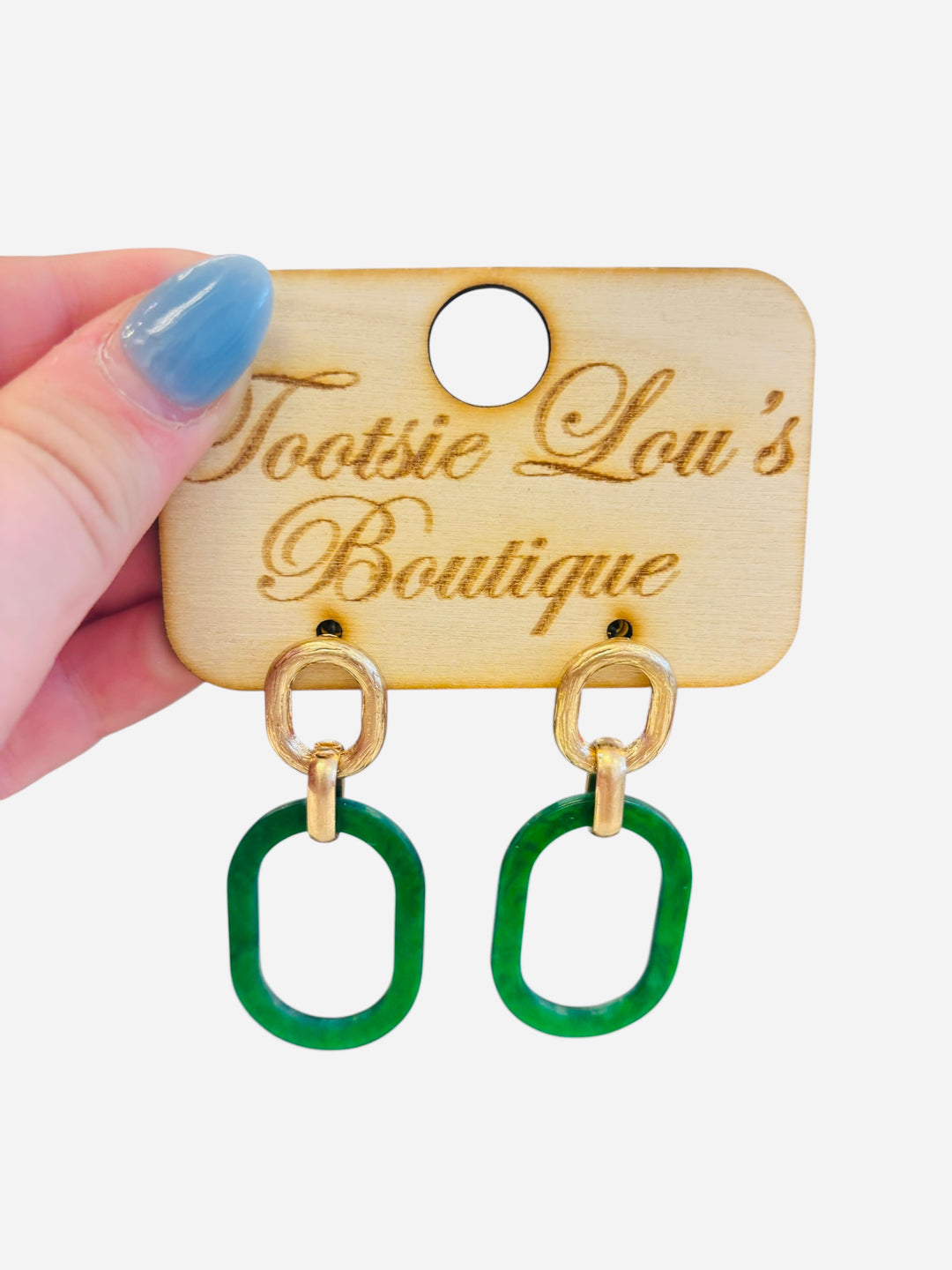 Green & Gold Oblong Earrings