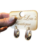 Silver Chunky Teardrop Earrings (Water Resistant)