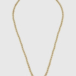 A gold ball bead chain necklace featuring three dangling charms: a glittery orange pumpkin, a black spider, and a charm that spells out the word "BOO."