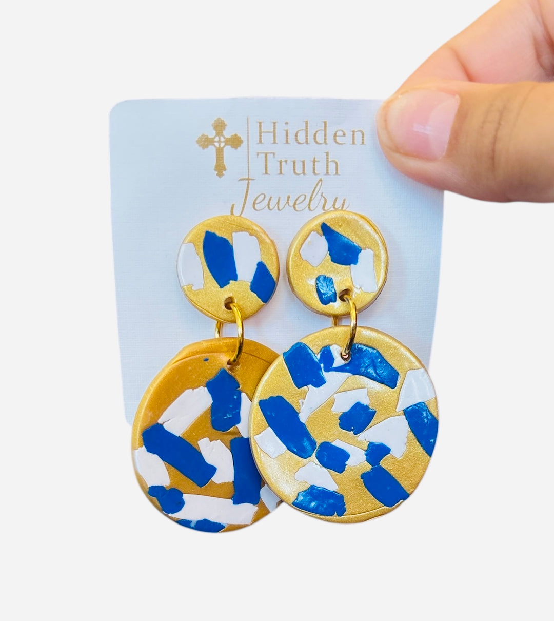 Gameday Blue & White Dangle Earrings