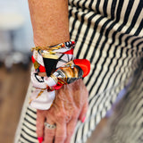 Red Print Scarf Triangle Charm Necklace