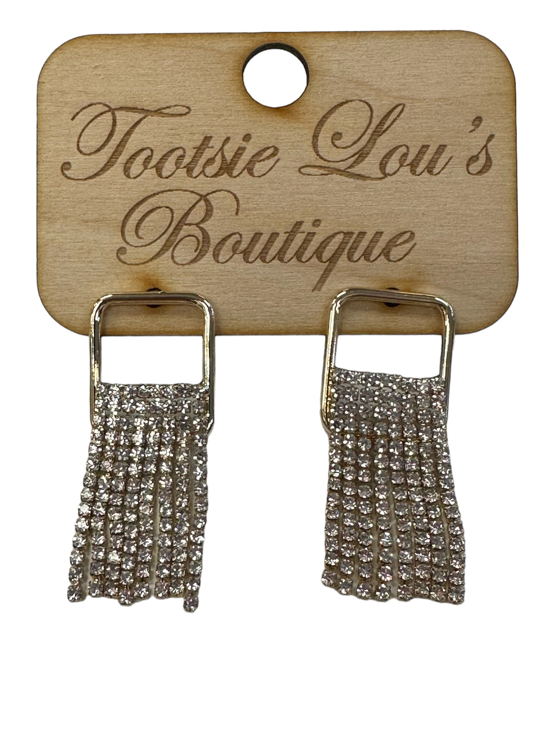Gold Rhinestone Fringe Earrings