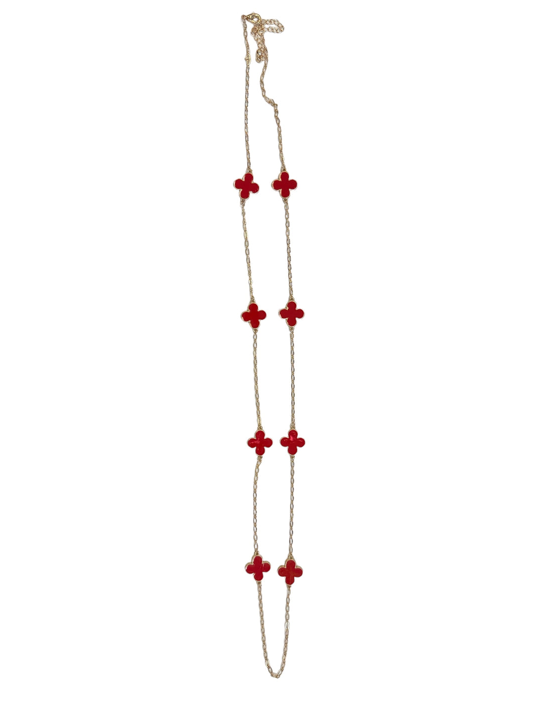 Red Clover Enamel Necklace